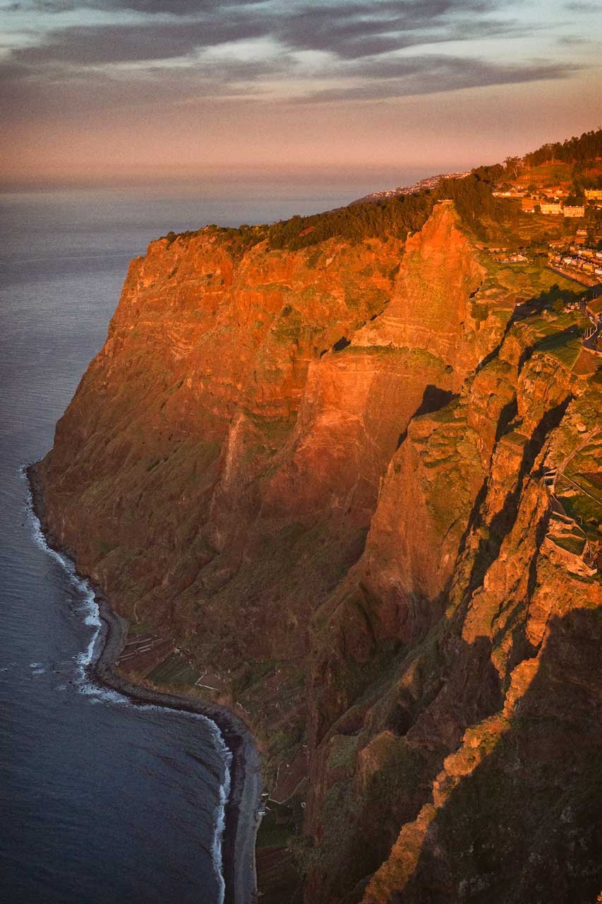 Red mountains tops at sunrise