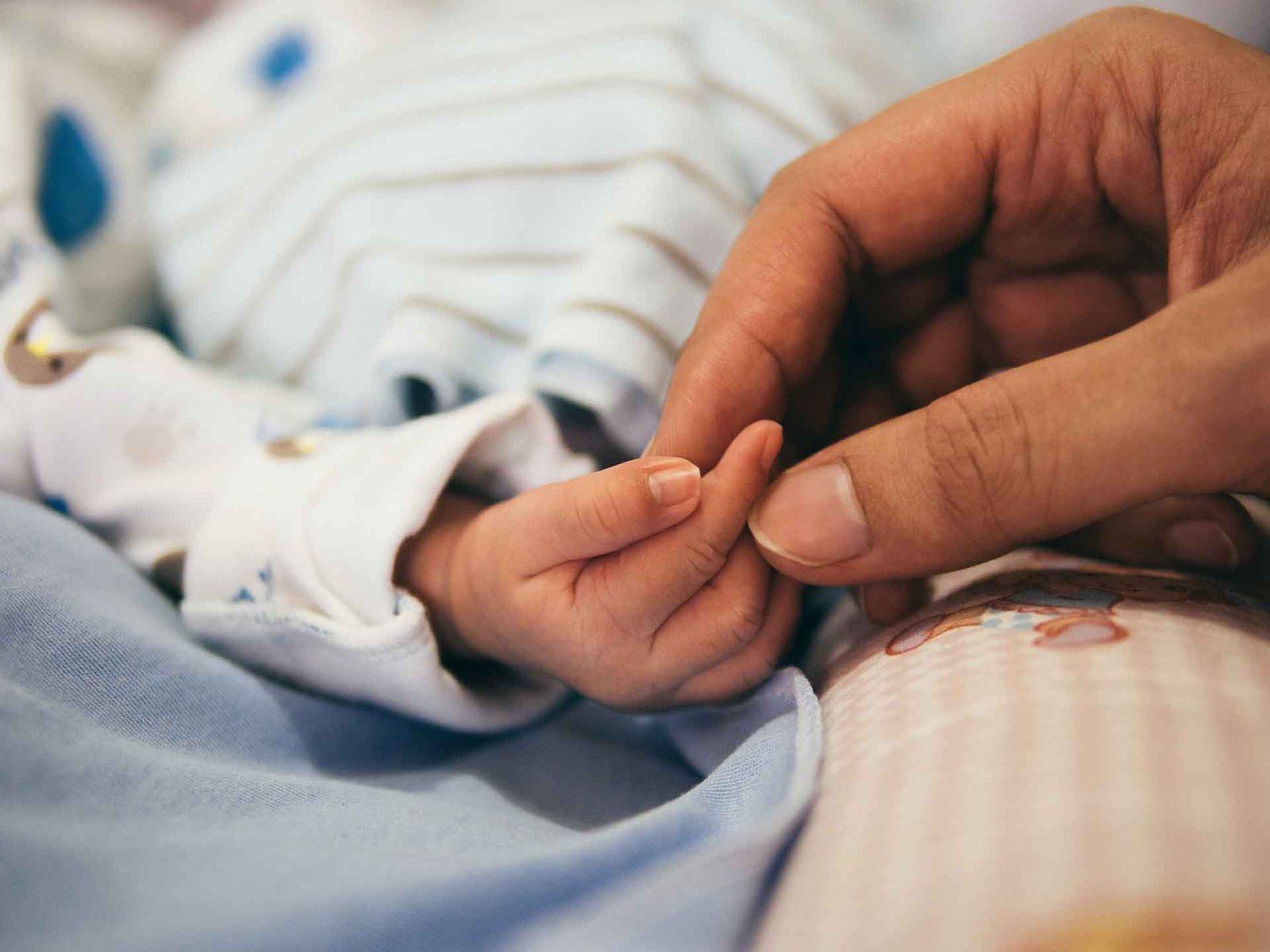 Baby's and mother's hands